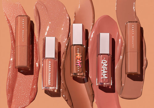 Fenty Beauty Gloss Bomb shade collection in Fenty Glow. Fenty Beauty Gloss Bomb shade collection in Fenty Glow.