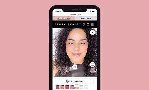 model using split screen on iphone showing her trying on shades of lip gloss model using split screen on iphone showing her trying on shades of lip gloss